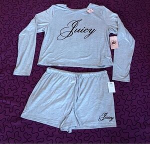Juicy couture two piece short set size X-LARGE Gray new with tags